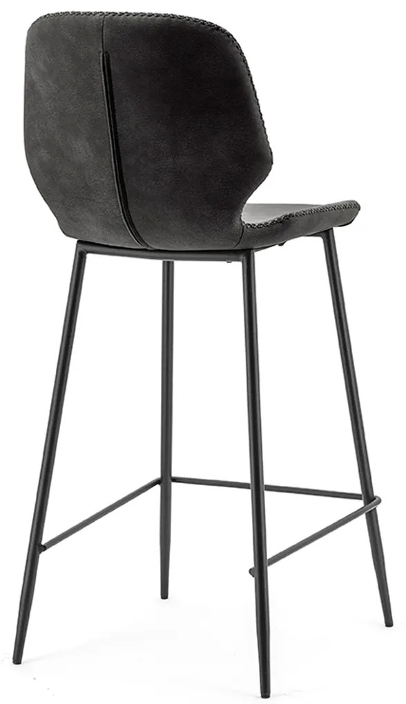 By-Boo Seashell Hoge Barstoel Kunstleer Zwart