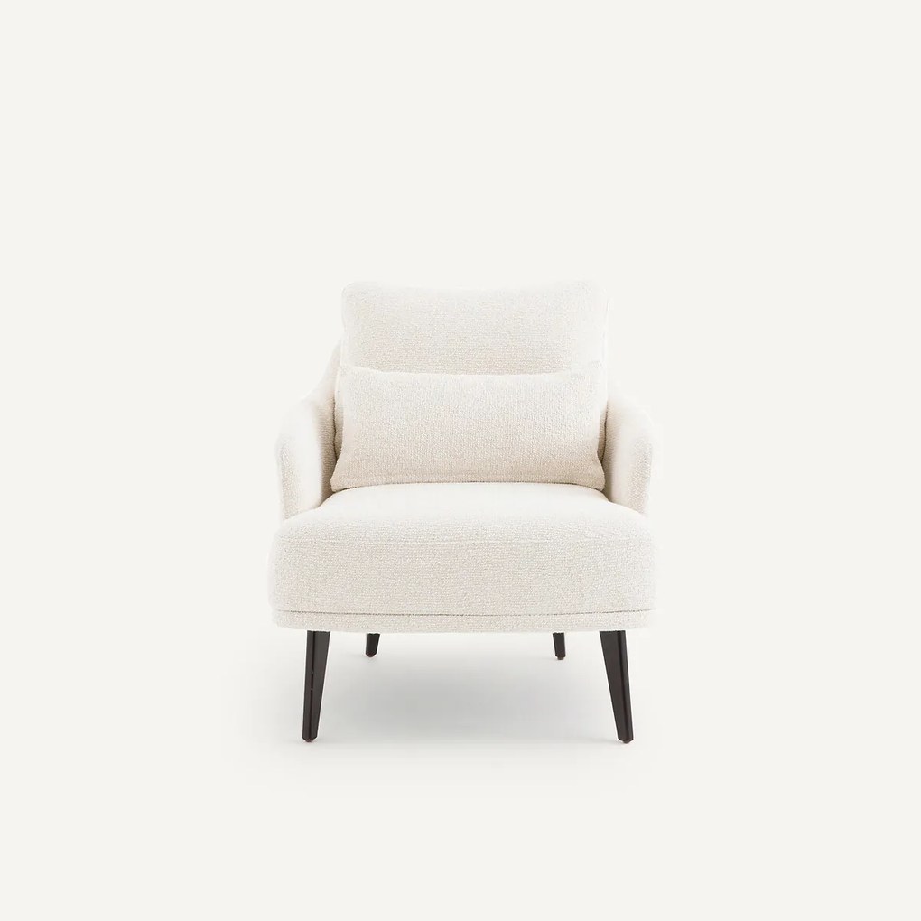 Fauteuil in getint notenhout en getextureerde stof, Classico