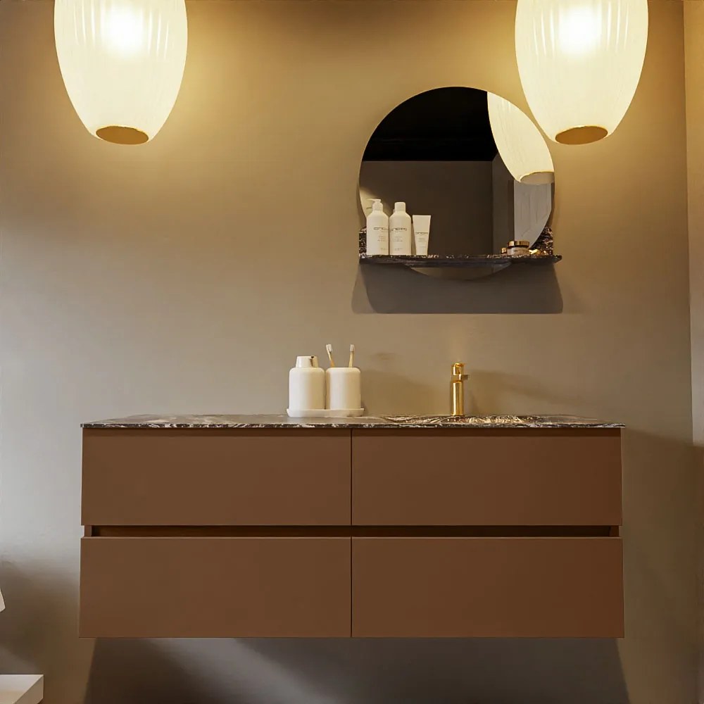 Mondiaz Vica DLux badmeubel 130cm rust 4 lades met wastafel lava rechts 1 kraangat