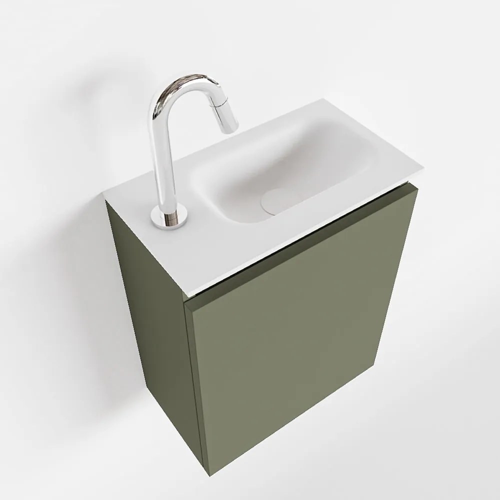 Mondiaz Ture 40cm toiletmeubel army met wastafel talc rechts 1 kraangat