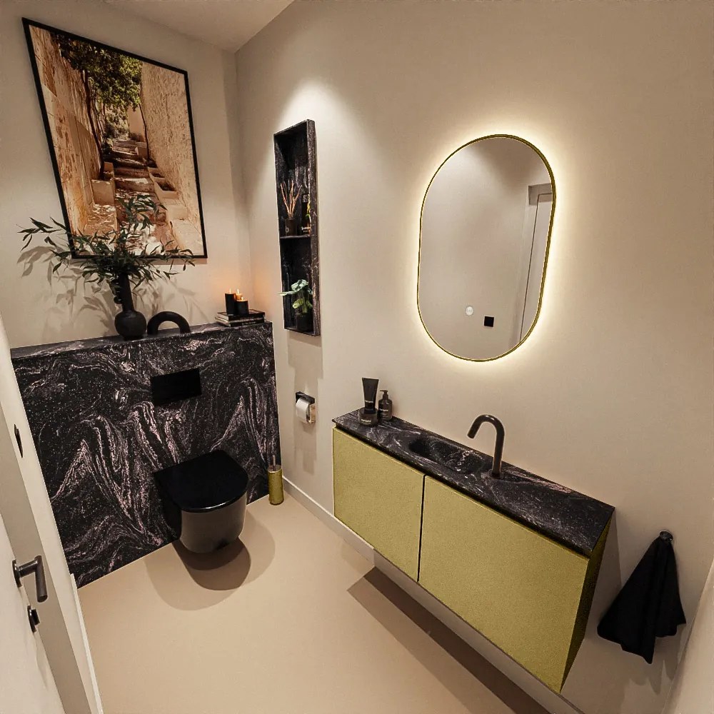 Mondiaz Ture DLux toiletmeubel 100cm oro met wastafel lava midden met kraangat