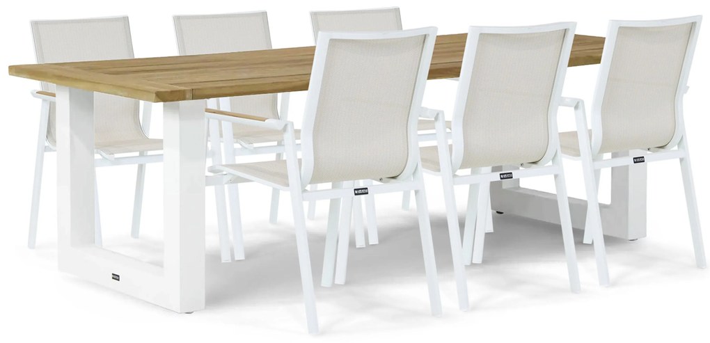 Tuinset 6 personen 240 cm Aluminium/textileen Wit Lifestyle Garden Furniture Fiora/Talai