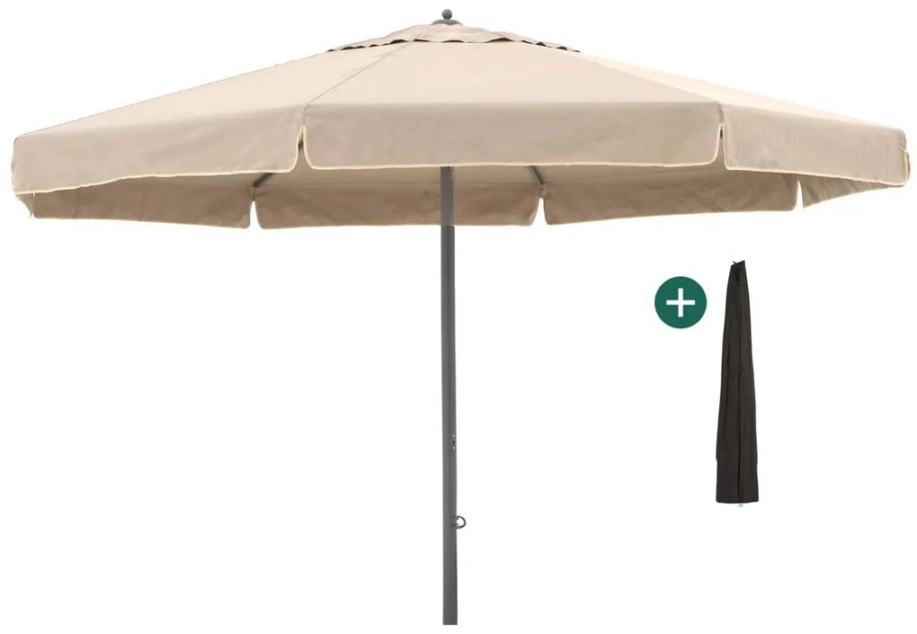 Parasol Shadowline Java | Inclusief hoes | Rond | 500cm | Met draaihendel | Bruin | Kees Smit Tuinmeubelen