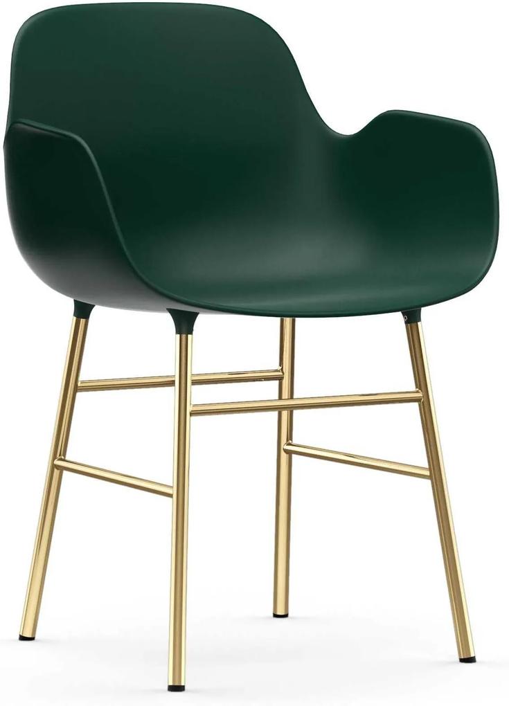 Normann Copenhagen Form Armchair stoel met messing onderstel groen