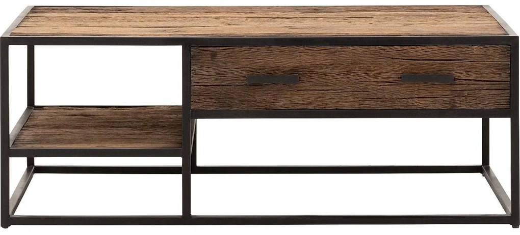 Goossens Eco Salontafel Otik rechthoekig, hout teak onbewerkt, urban industrieel, 120 x 44 x 70 cm