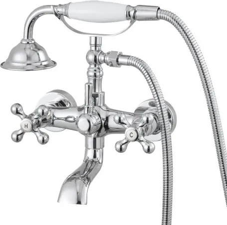 VEVOR Klauwpoot Wandgemonteerde Badkraan met Handdouche, Vintage Badkraan met Verstelbare Draaiarmen en 360° Draaibare Uitloop, Gepolijste Chromen Badkraanset