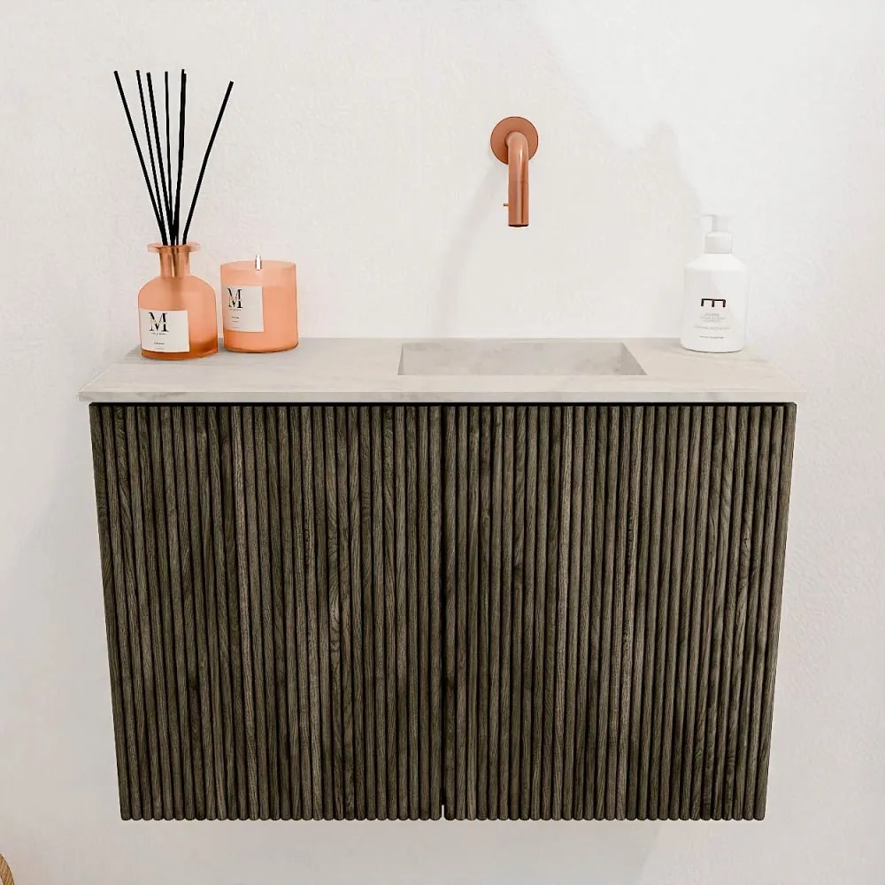 Mondiaz Joya DLux 60cm toiletmeubel shadow met wastafel faye rechts zonder kraangat ostra