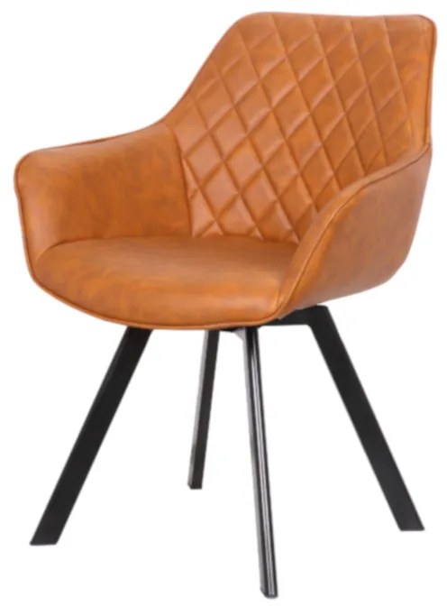 Eetkamerstoel - Ringo - Draaibaar - Lederlook cognac