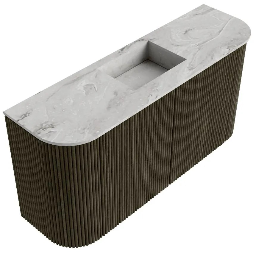 Mondiaz Joya DLux 85cm toiletmeubel ronding links/rechts shadow met wastafel faye midden zonder kraangat glace