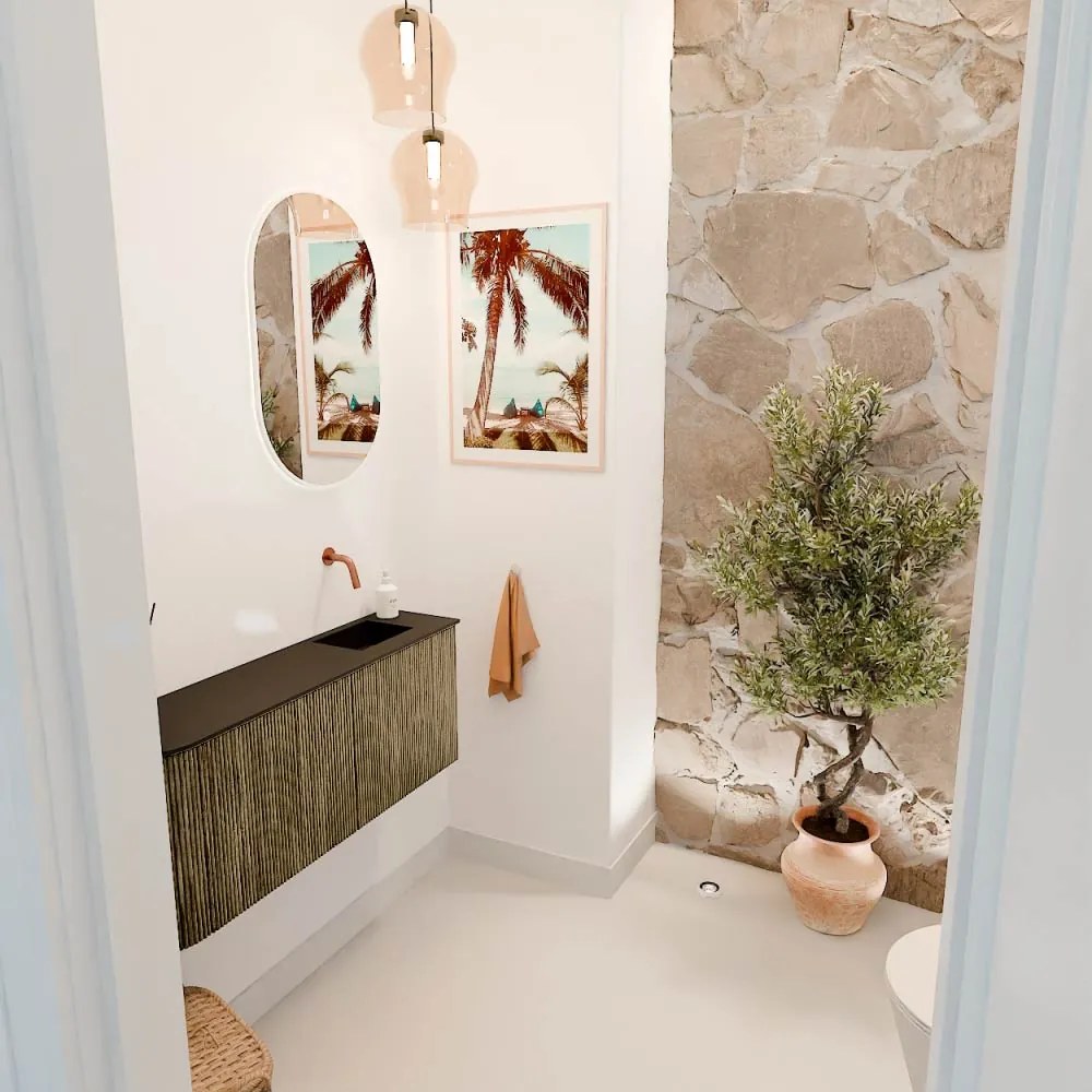 Mondiaz Joya 100cm toiletmeubel ronding links dusk met wastafel faye rechts zonder kraangat urban