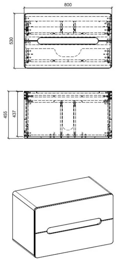 Comad Aruba White 829 FSC onderkast 80cm voor waskom eiken/wit