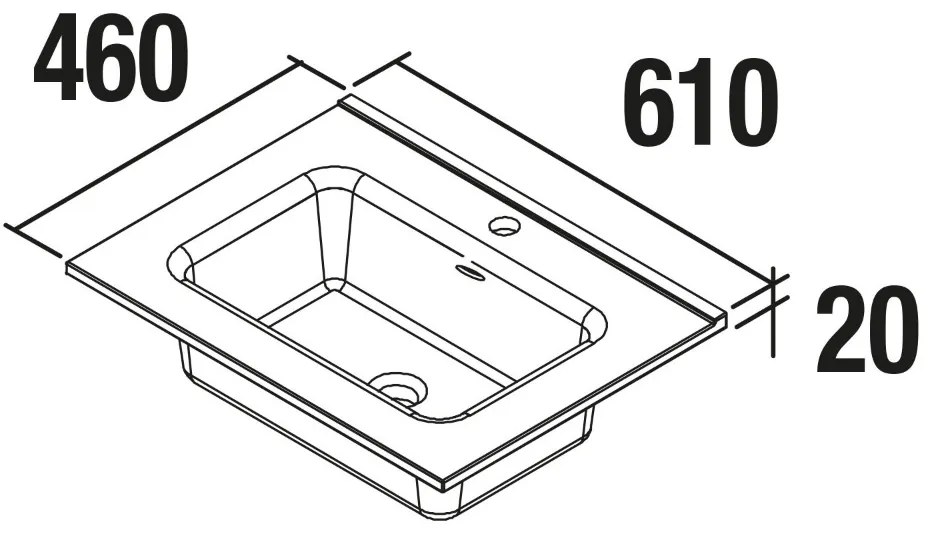 Muebles Constanza wastafel porselein 60cm met 1 kraangat wit glans