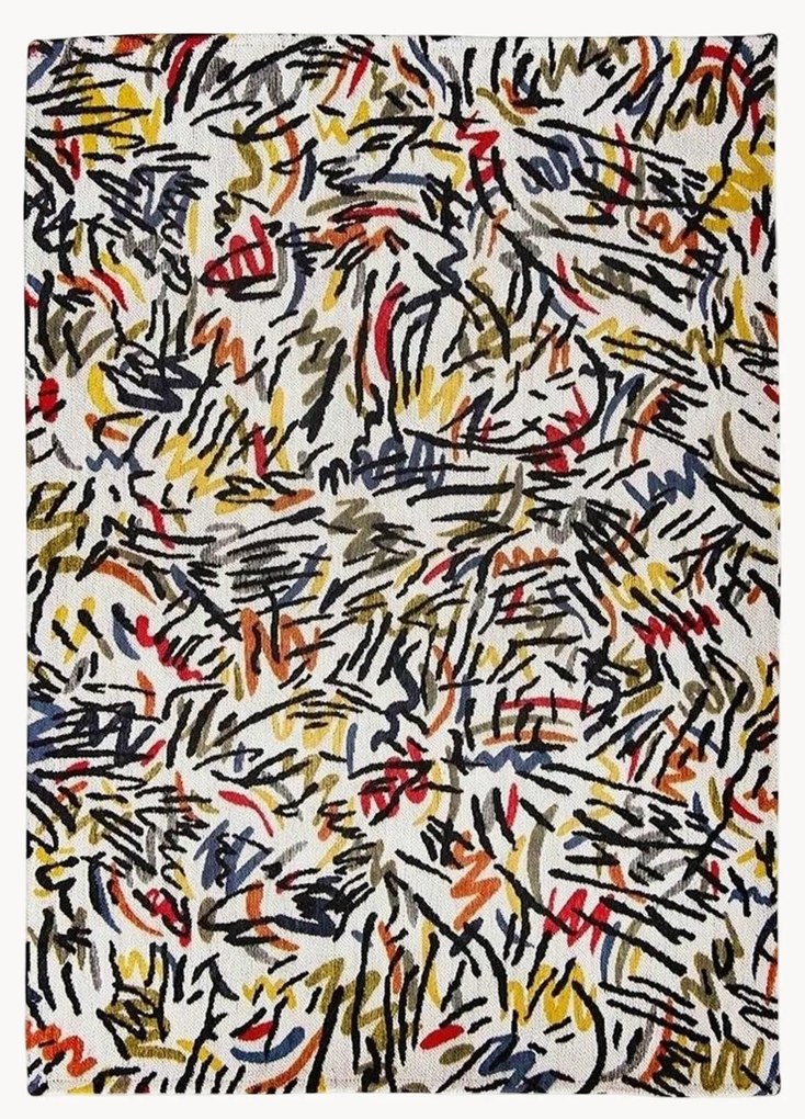 Platgeweven jacquard vloerkleed Graffito