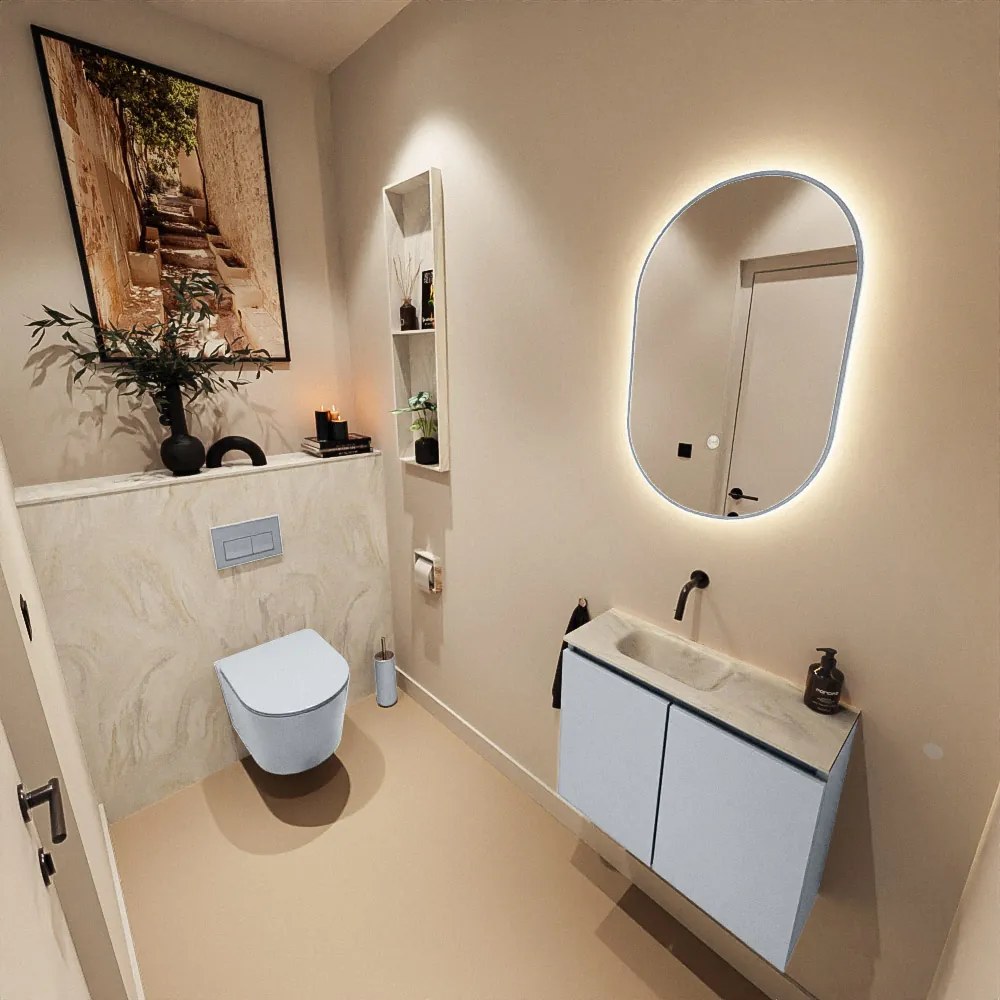 Mondiaz Ture DLux toiletmeubel 60cm clay met wastafel ostra links zonder kraangat