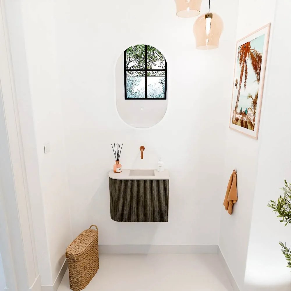Mondiaz Joya DLux 50cm toiletmeubel ronding links shadow met wastafel faye rechts zonder kraangat meli
