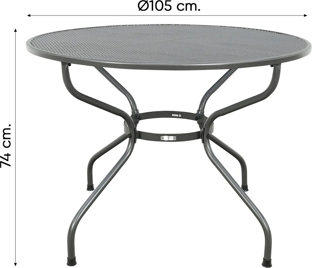 Balero ronde verstelbare bistroset strekmetaal Ø105 cm. - Antraciet