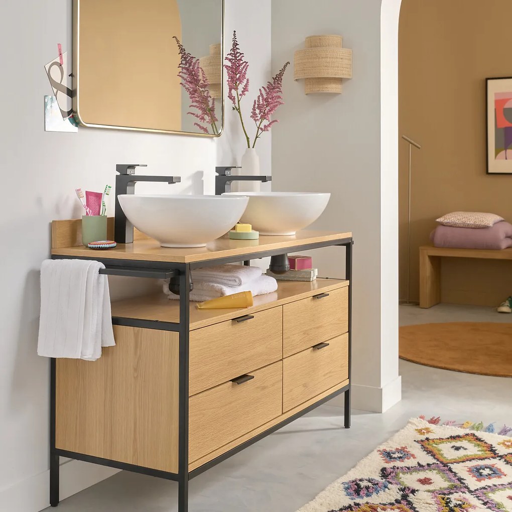 Dubbele wandlamp in raffia, Dolkie