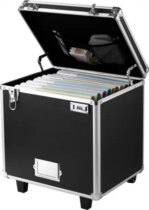 VEVOR-bestandsopslagdoos, binnenafmetingen 396,2 x 320 x 381 mm, afsluitbare mobiele zakelijke koffer met telescopisch handvat, handmatige uittrekbare aktetas voor kantoor, thuis, kantoren, ziekenhuizen, banken