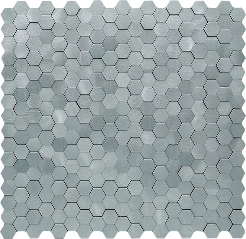 Zelfklevende Mozaïektegels Metaal | Mini Hexagon 3D Grijs | 29,8×30,7 cm | Keuken, Bad & WC
