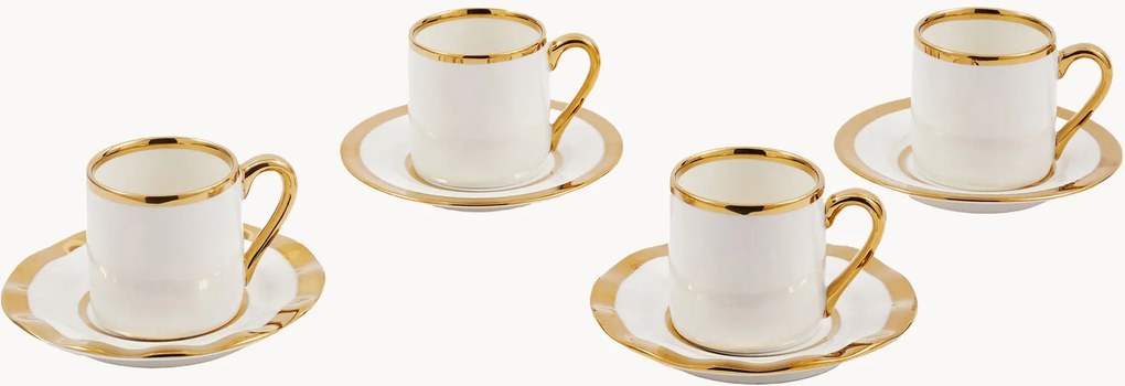Porseleinen espressokopjes met schoteltjes Golden, 8-delig