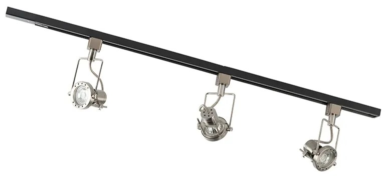 Modern railsysteem met 3 spots staal 1-fase  - Iconic Suplux