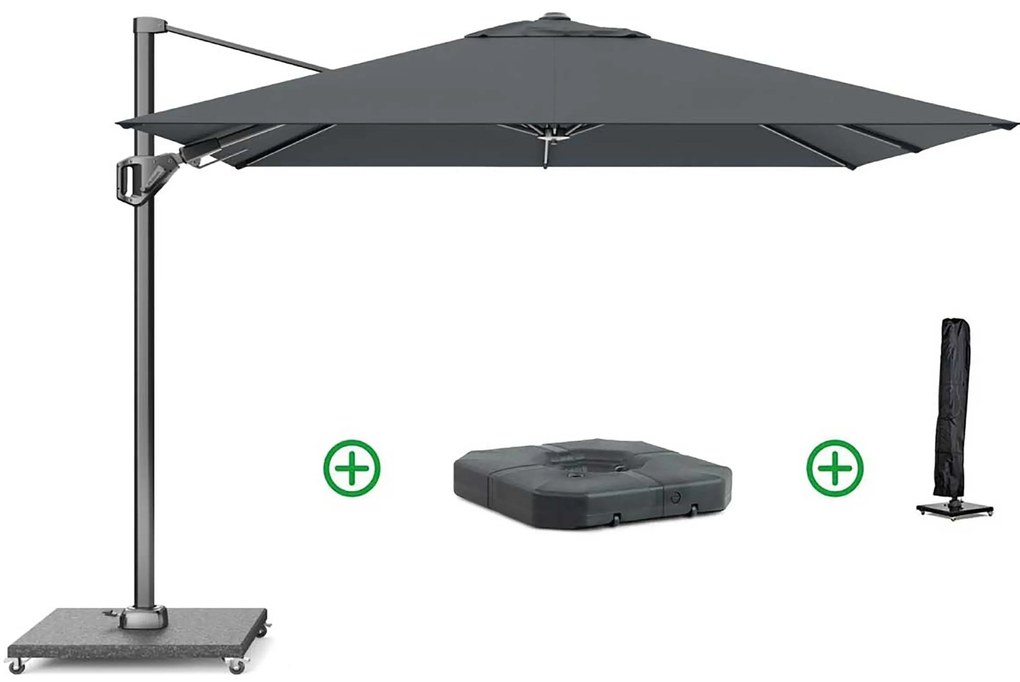 Zweefparasol  2.7x2.7m T2 (incl. voet + hoes) antracite Grijs-antraciet Platinum Voyager
