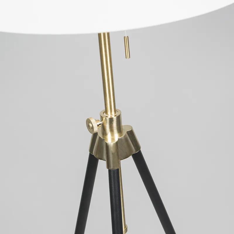 Vloerlamp tripod zwart met crème kap verstelbaar - Scopo Modern E27 rond Binnenverlichting Lamp
