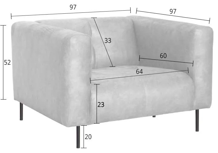 Fauteuil - Almada - leer Bull groen 59