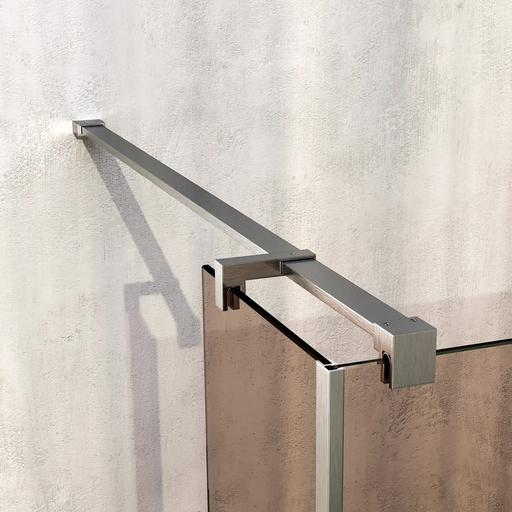 Brauer Oblivion inloopdouche bronsglas 90cm met 30cm zijwand RVS geborsteld PVD