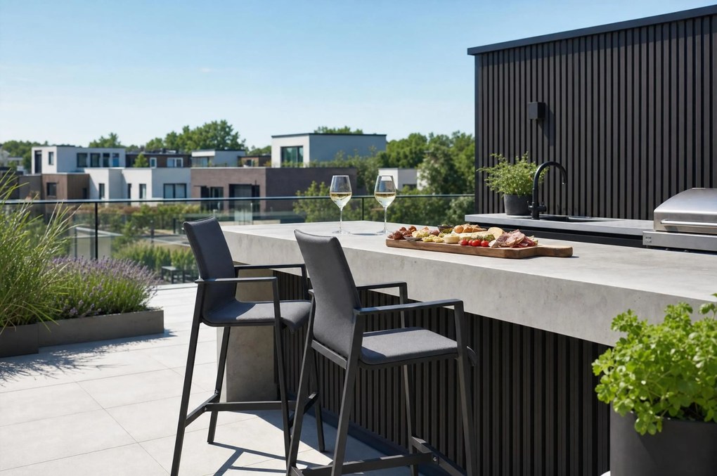 Barstoel Aluminium Grijs-antraciet Lifestyle Garden Furniture Rome antraciet