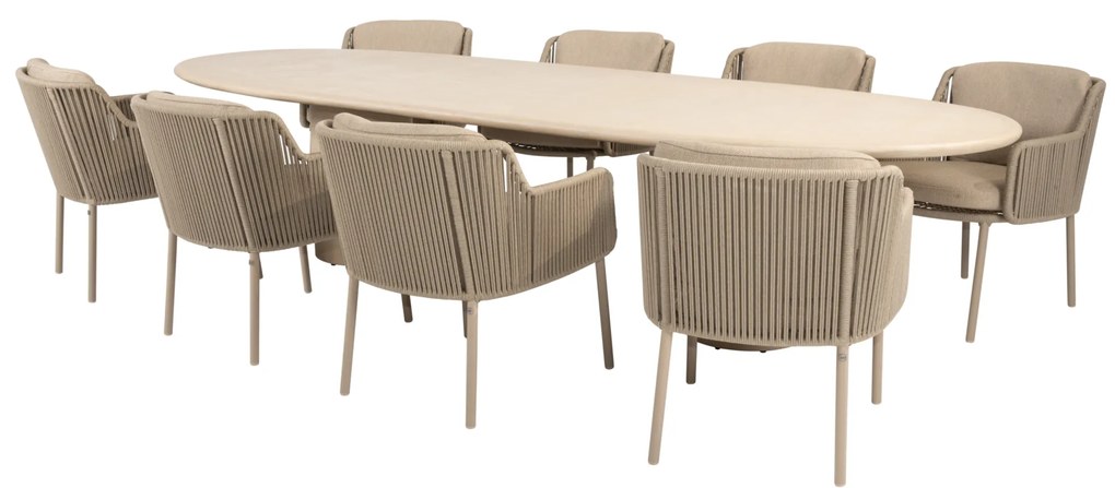 Hampton Bernini dining tuinset 300x110xH75 cm 9 delig mortex latte 4 Seasons Outdoor