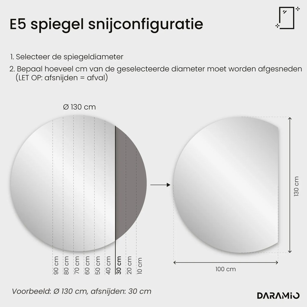 Halfronde spiegel met verlichting E5