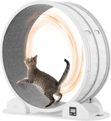 VEVOR Kattenloopwiel, 115 x 39,5 x 109 cm, Kattenloopwiel met rem en tapijt, Kattenloopband voor binnenkatten tot 13,6 kg, Kattentrainer voor de gezondheid en conditie van huisdieren