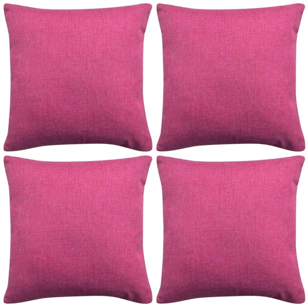 vidaXL Kussenhoezen 4 stuks linnen look roze 50x50 cm
