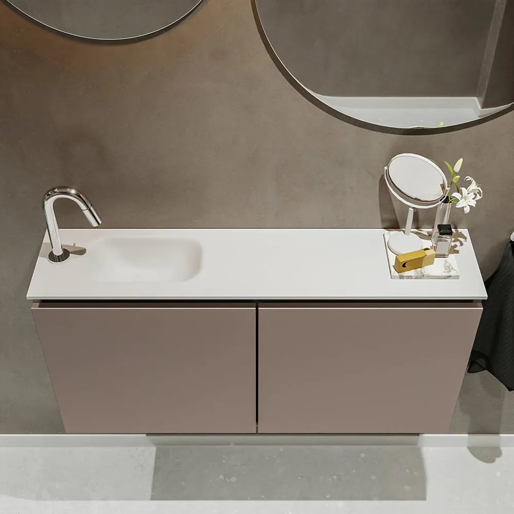 Mondiaz Ture 100cm toiletmeubel smoke met wastafel talc links 1 kraangat