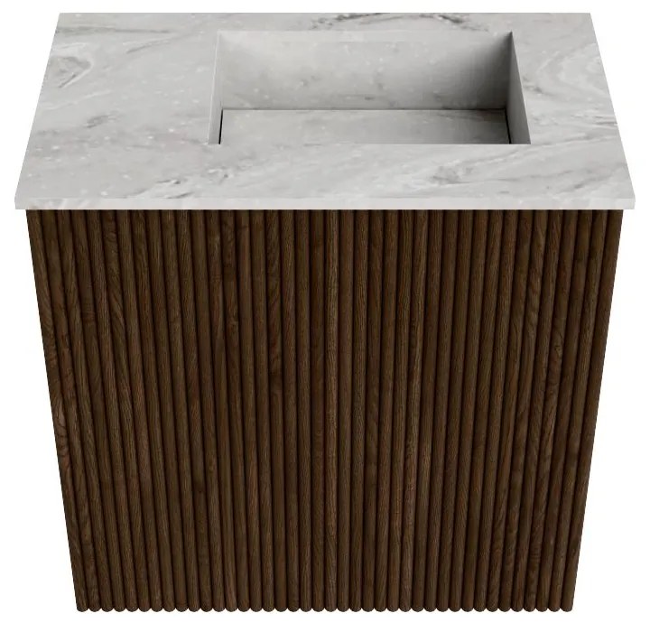 Mondiaz Joya DLux 40cm toiletmeubel walnut met wastafel faye rechts zonder kraangat glace