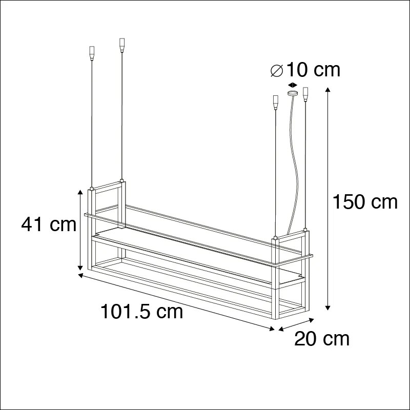Eettafel / Eetkamer Smart hanglamp met dimmer zwart incl. WiFi A60 - Cage Rack Modern E27 Binnenverlichting Lamp