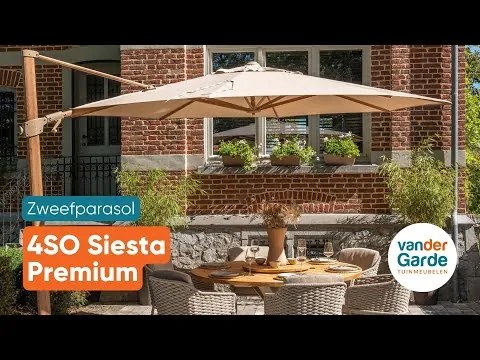 4-Seasons zweefparasol Siesta Premium 300 x 300 - Latte met Murcia voet en hoes