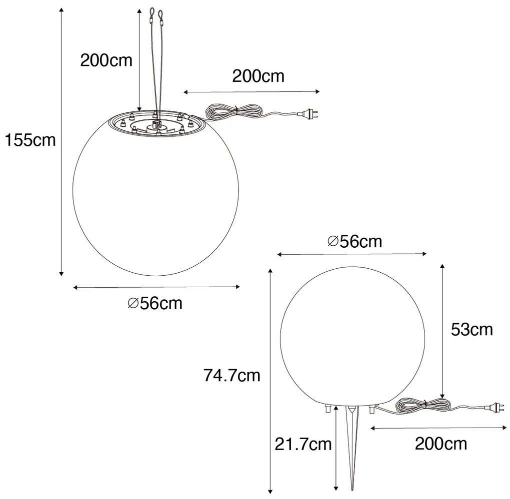 Smart buitenlamp met dimmer wit 56 cm incl. Wifi A60 IP65 - Nura Modern E27 IP65 Buitenverlichting bol / globe / rond