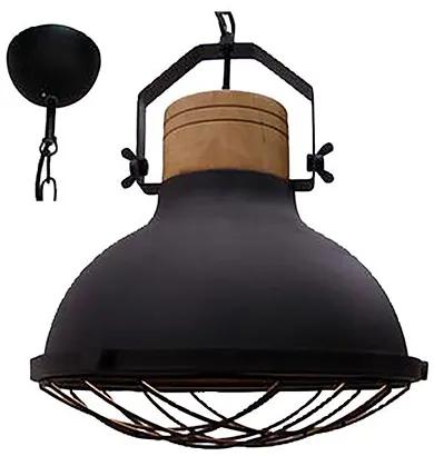 Kenan Hanglamp Zwart 33cm | Cavetown | Hout & Metaal | Zwart