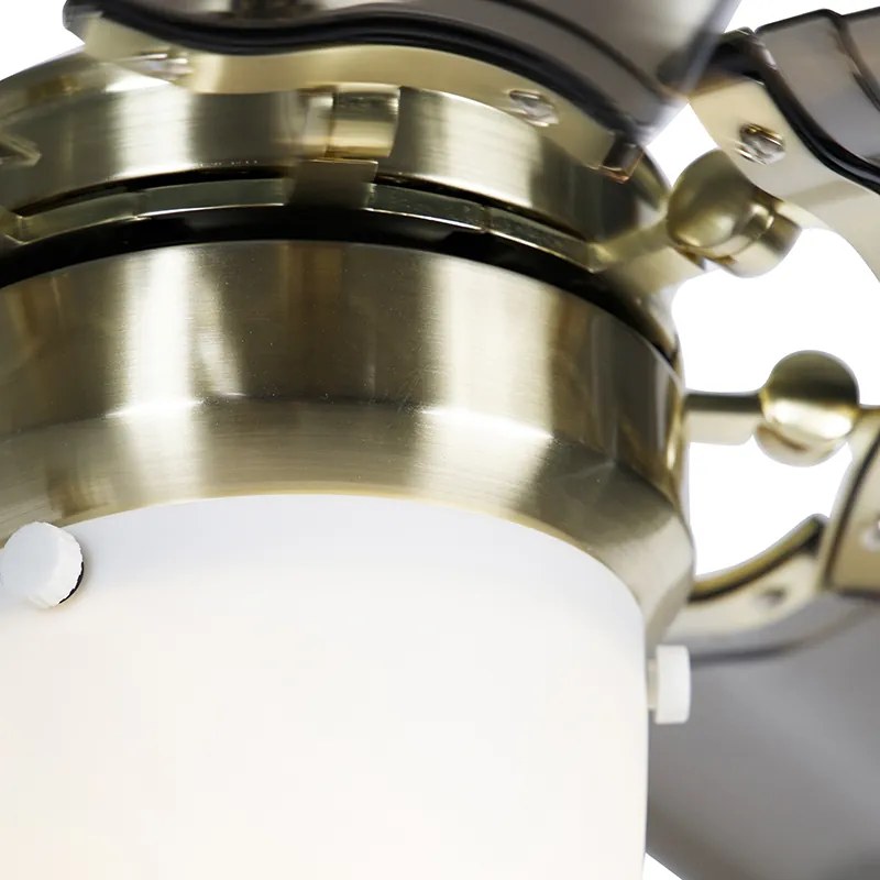 Design Plafondventilator met lamp messing met afstandsbediening - Wings 42 Modern E27 rond Binnenverlichting Lamp