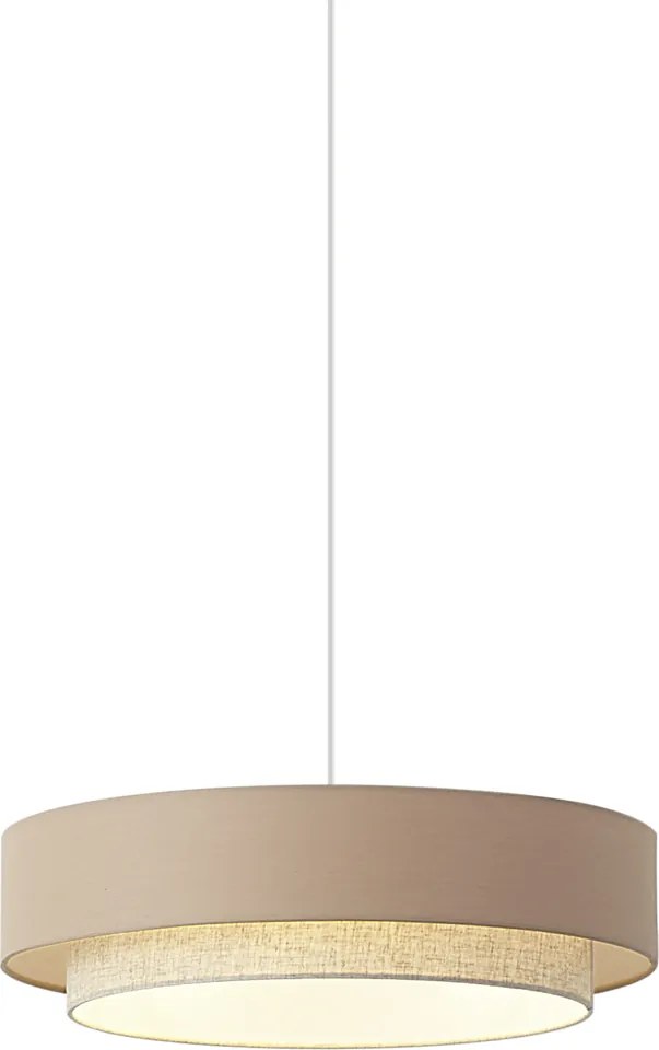 Moderne hanglamp beige met naturel 50cm 3-lichts - Drum Duo