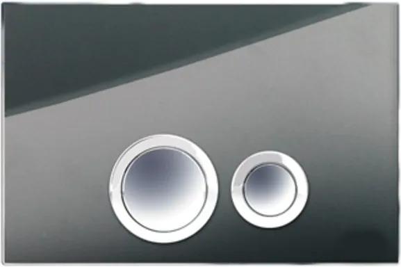 Rezi Design bedieningsplaat glas DF met 2 ongelijke druktoetsen in verchroomd kunststof 260x173mm helder zwart/chroom BB3651D1ZH