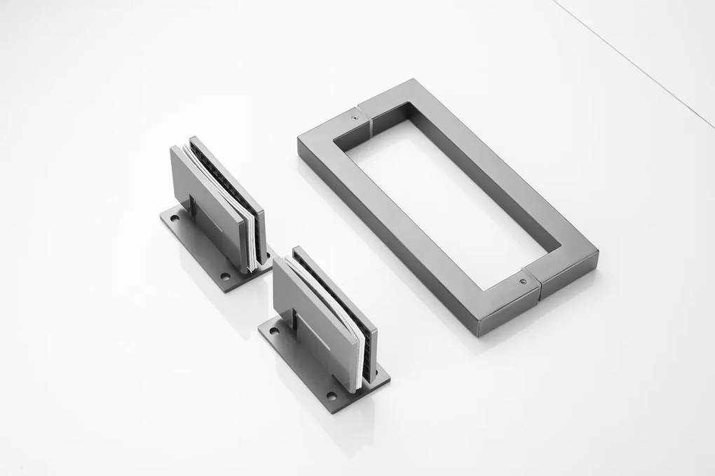 Saniclear Modern scharnieren + handvat voor douchedeur verouderd ijzer - gunmetal