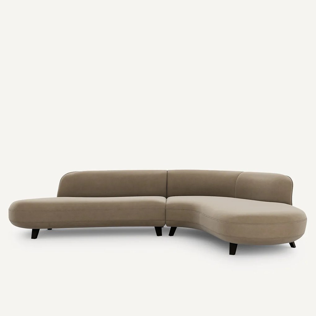 Fluwelen hoekbank, Rosebury, ontwerp Emmanuel Gallina