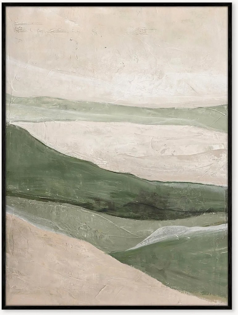 Handbeschilderd ingelijst canvasdoek Green Field