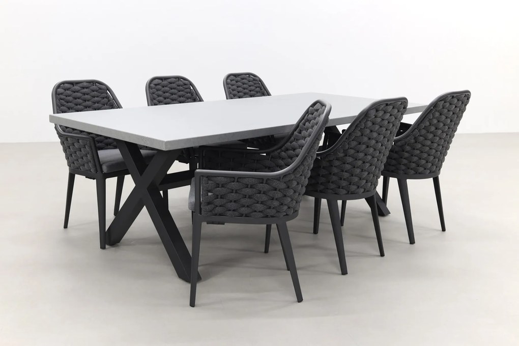 Lucca dark grey/Verona antraciet 220 cm. tuinset - 7-delig