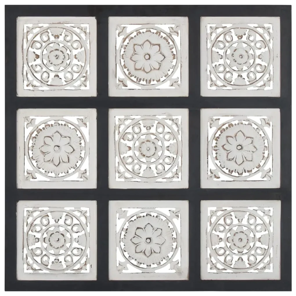 vidaXL Wandpaneel handgesneden 60x60x1,5 cm MDF zwart en wit