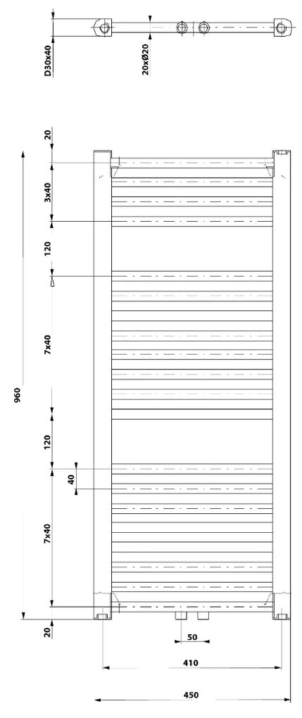 Aqualine Direct badkamer handdoek radiator 45x96cm wit 447Watt