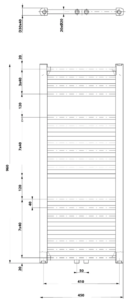 Aqualine Direct badkamer handdoek radiator 45x96cm wit 447Watt